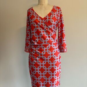 Gretchen Scott V Neck 3/4 Length Sleeve Dress